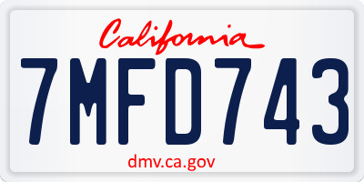 CA license plate 7MFD743