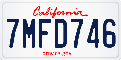 CA license plate 7MFD746