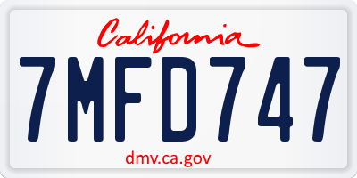 CA license plate 7MFD747
