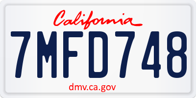 CA license plate 7MFD748