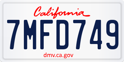 CA license plate 7MFD749