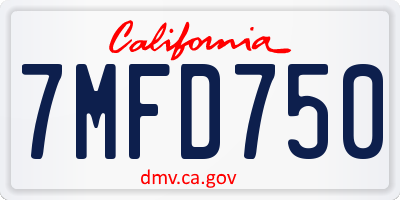 CA license plate 7MFD750