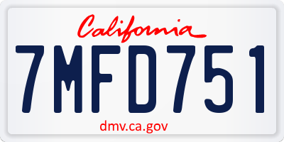 CA license plate 7MFD751