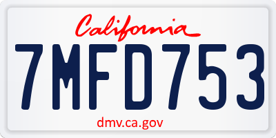 CA license plate 7MFD753