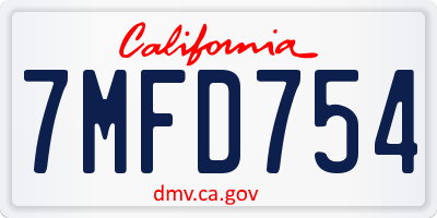 CA license plate 7MFD754