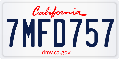 CA license plate 7MFD757
