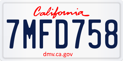 CA license plate 7MFD758