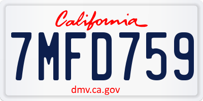 CA license plate 7MFD759