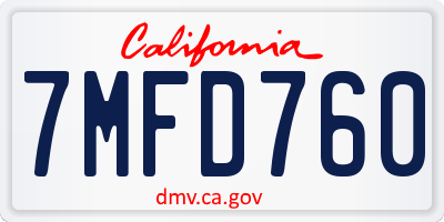CA license plate 7MFD760