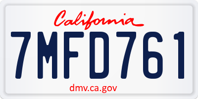 CA license plate 7MFD761