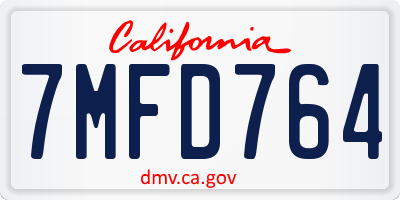 CA license plate 7MFD764