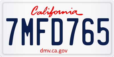 CA license plate 7MFD765