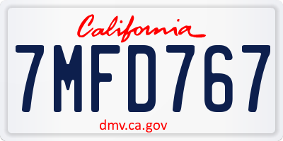 CA license plate 7MFD767