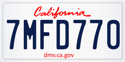CA license plate 7MFD770