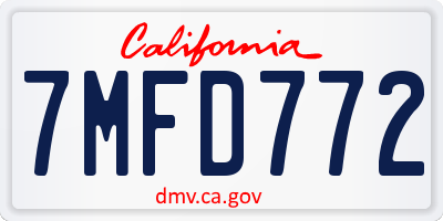 CA license plate 7MFD772