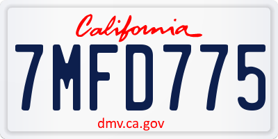 CA license plate 7MFD775
