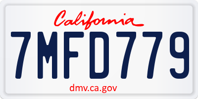CA license plate 7MFD779