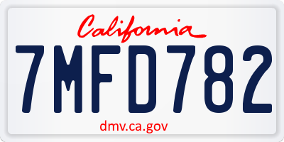 CA license plate 7MFD782