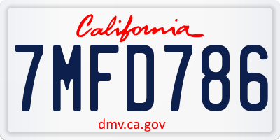 CA license plate 7MFD786