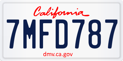 CA license plate 7MFD787