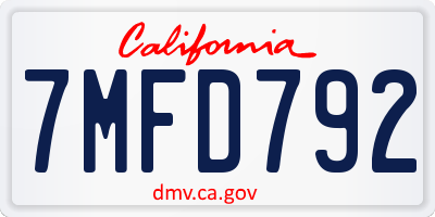 CA license plate 7MFD792