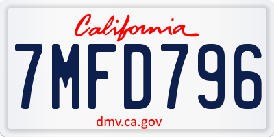 CA license plate 7MFD796