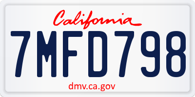 CA license plate 7MFD798