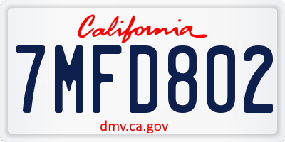 CA license plate 7MFD802