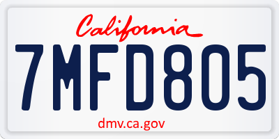 CA license plate 7MFD805