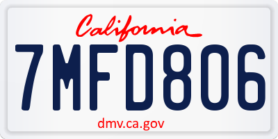 CA license plate 7MFD806