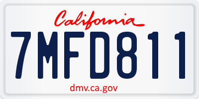 CA license plate 7MFD811