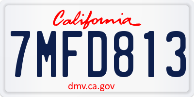 CA license plate 7MFD813