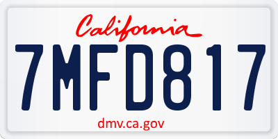 CA license plate 7MFD817