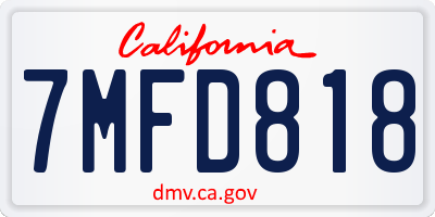 CA license plate 7MFD818