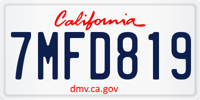 CA license plate 7MFD819