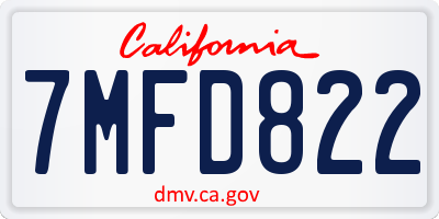 CA license plate 7MFD822