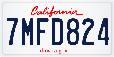 CA license plate 7MFD824