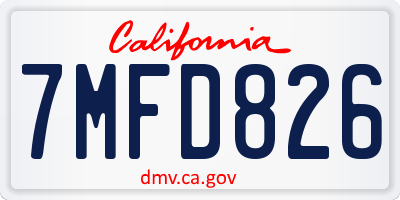 CA license plate 7MFD826