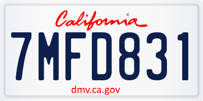 CA license plate 7MFD831