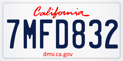 CA license plate 7MFD832