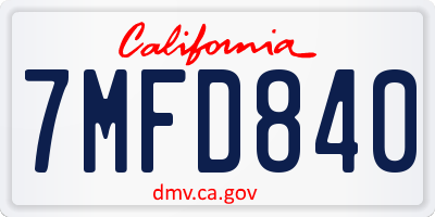 CA license plate 7MFD840