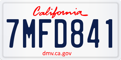 CA license plate 7MFD841