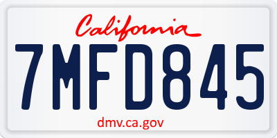 CA license plate 7MFD845