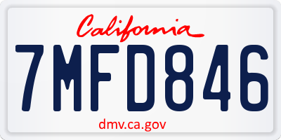 CA license plate 7MFD846