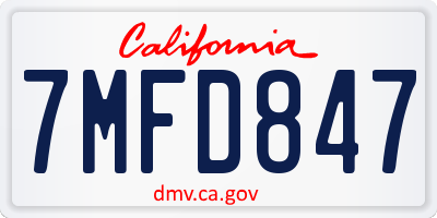 CA license plate 7MFD847