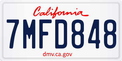 CA license plate 7MFD848