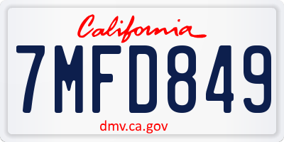 CA license plate 7MFD849