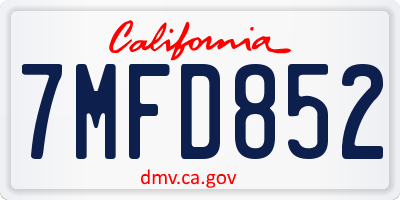 CA license plate 7MFD852