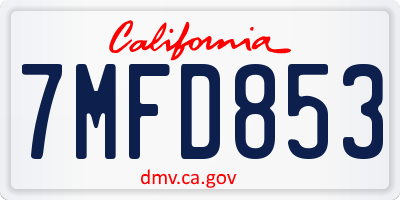 CA license plate 7MFD853