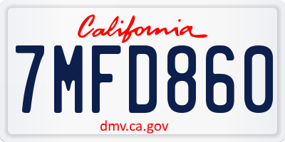 CA license plate 7MFD860